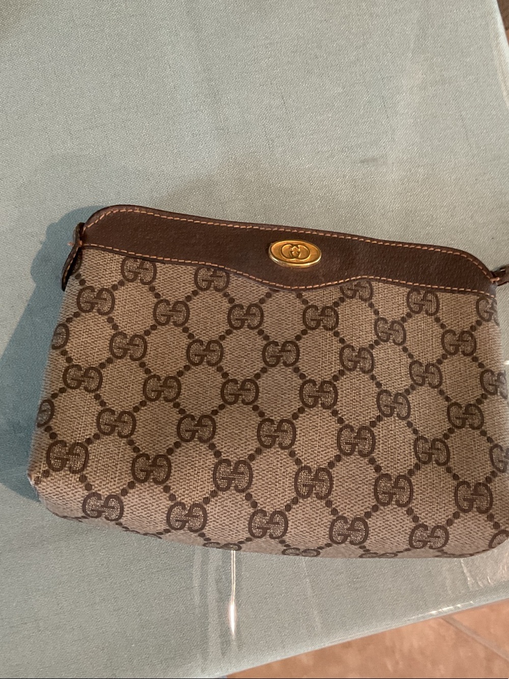 GUCCI vintage anniversary edition cosmetic pouch, brown